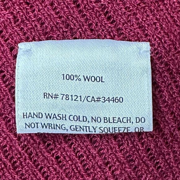 Eileen Fisher 100% Wool Burgundy Open Front Cardigan - Picture 10 of 11